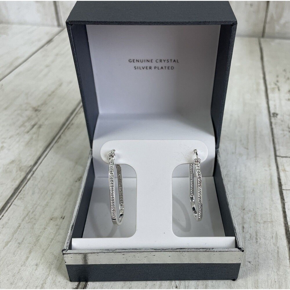 Genuine Crystal Silver Plated Hoop Earrings - Macy’s Essentials